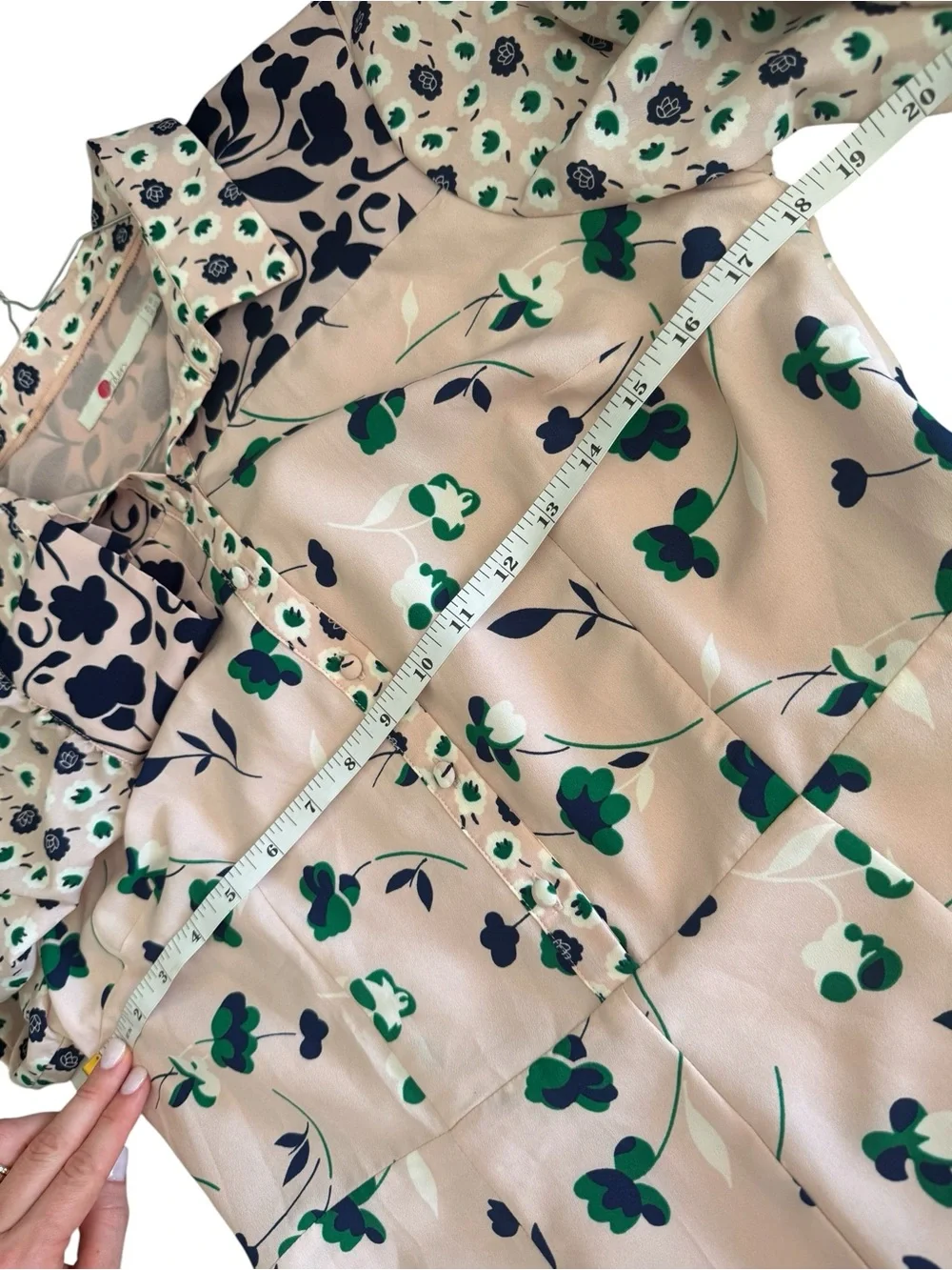 Boden Sybil Long Sleeve Floral Midi Dress Pink Green Button Collared Size‎ 8